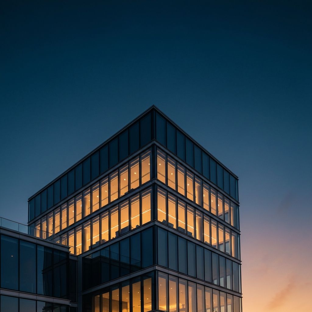 Modern luxury architecture at twilight